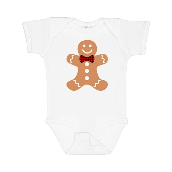 Inktastic Cute Gingerbread Man with Red Plaid Bowtie Boys or Girls Baby Bodysuit