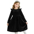 thumbnail image 1 of Odeerbi Niñas de Manga Larga de Terciopelo Vestidos Primavera Otoño Ruffle Princesa Vestido Acampanado A-Line Dress, 1 of 9