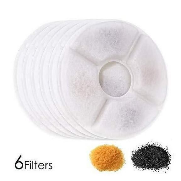 Wonder Creature Cat Water Fountain Replacement Filter for Stainless Steel Top Fountain, 6 Carbon Filters Pack, Cat Fountain Pet Water Fountain Activated Carbon Filter