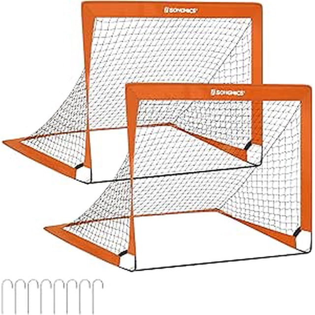 SONGMICS Porterías de fútbol plegables 2 piezas rápido montaje tamaño 120x80x60cm