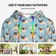 thumbnail image 4 of Fotbe Funny Cartoon Pugs Pattern Womens Long Sleeve Hoodie, Pullover Hooded Sweatshirt, Kangaroo Pocket Hoodie with Eye-catching Drawstrings-Large, 4 of 7