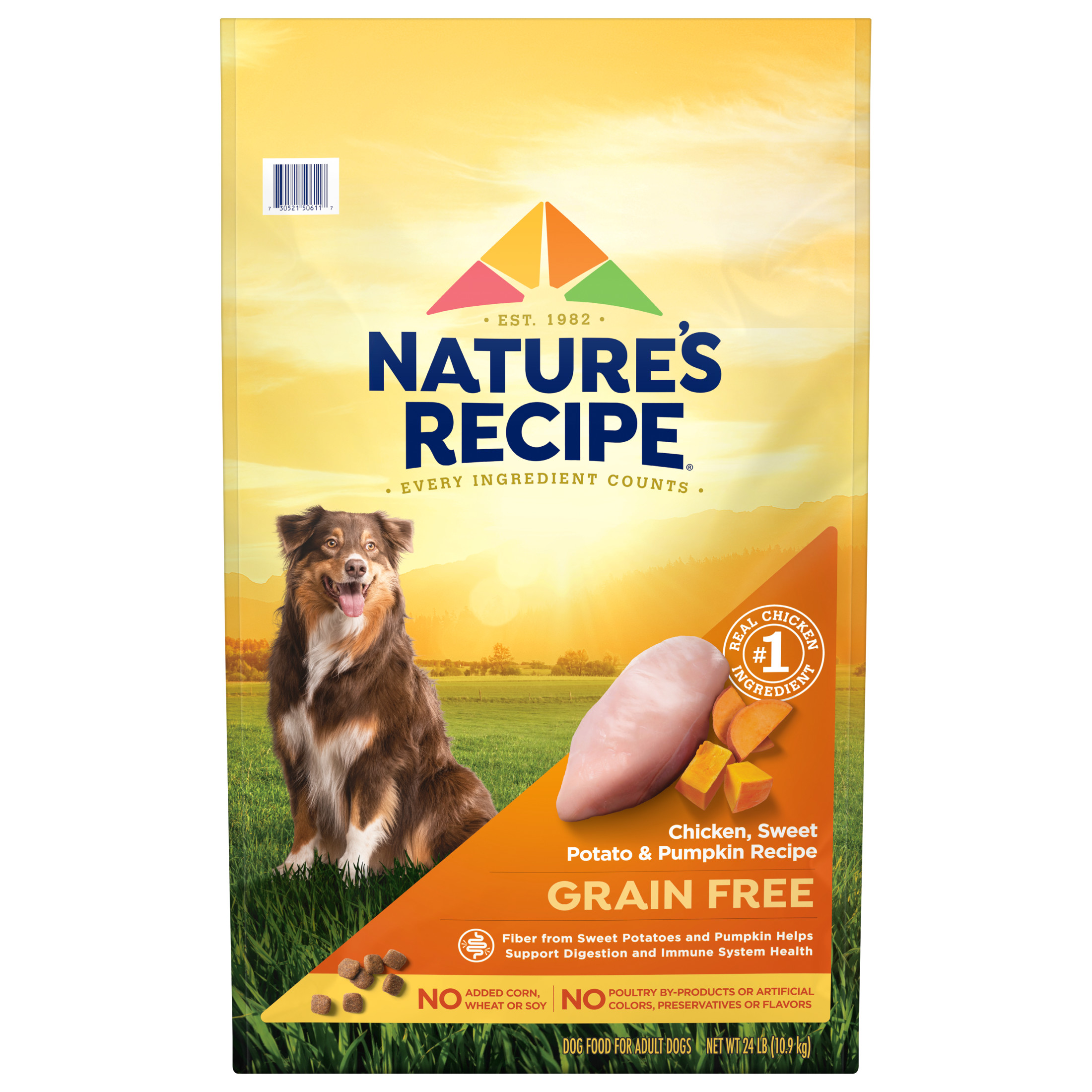Nature's Recipe Grain Free Chicken, Sweet Potato & Pumpkin Dry Dog Food, 24 lb Bag