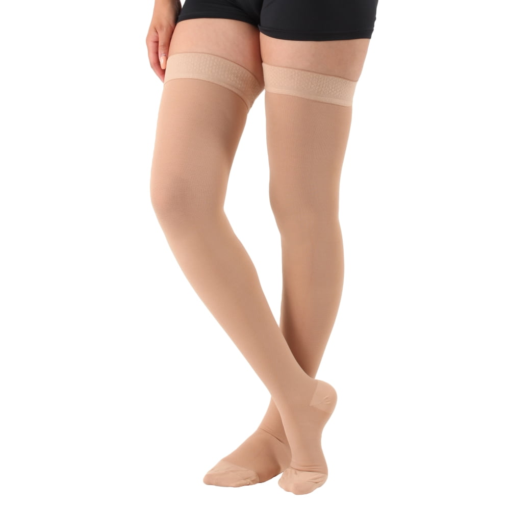 Beige Medium Absolute Support Unisex Thigh High Compression Stockings