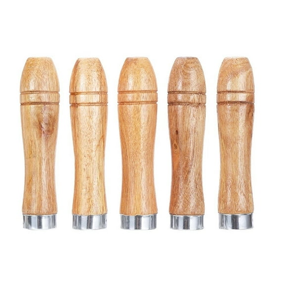 5Pc Wooden File Handle Replacement Strong Metal Collar for File Craft Tool 9Cm