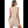 thumbnail image 2 of Mono de Verano para Mujer, Holgado, Sin Mangas, Plisado, con Lazo Frontal y Cuello en V, Color Albaricoque M, 2 of 6