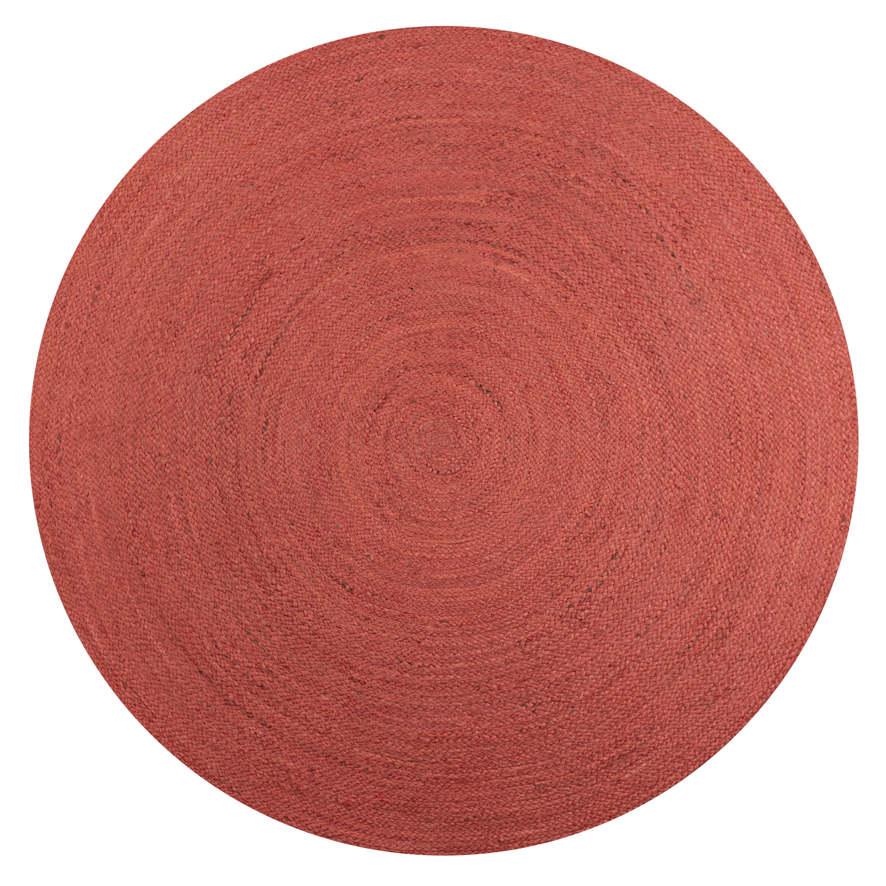 JONATHAN Y ANSA 6' Round Area Rug, Zara Braided Coastal Cottage Jute - Red, RNF116A-6R