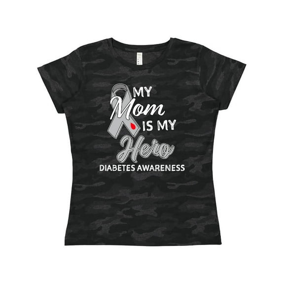 Inktastic My Mom is My Hero- Diabetes Awareness Women's T-Shirt