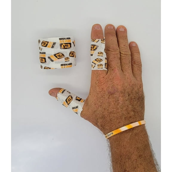 MUTE Sports Weightlifting Thumb Adhesive Tape | 1 Roll | Waterproof Stretchy Sticky Sweatproof | Protect Fingers and Hand | Hook Grip