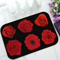 thumbnail image 1 of Felpudo de Entrada ABPHQTO Flores Rojas Naturales Peonía Rosas Gerbera Negro 40x60 cm, 1 of 1
