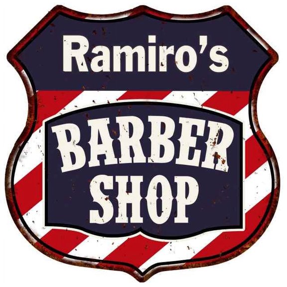 Ramiro's Barber Shop Sign Shield Metal Gift Hair Gift 211110020458