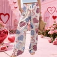 thumbnail image 5 of Women's Fashion Pocket Valentine's Day Print Stretch Adjustable Drawstring Wide Leg Pants, Elastic Waist Holiday Pants, Casual Lounge Wear for Women,Pink,2XL, 5 of 6