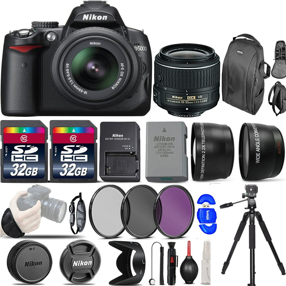 Nikon D5000/D5600 Digital SLR Camera Kit with 18-55mm VR + 64GB -Great