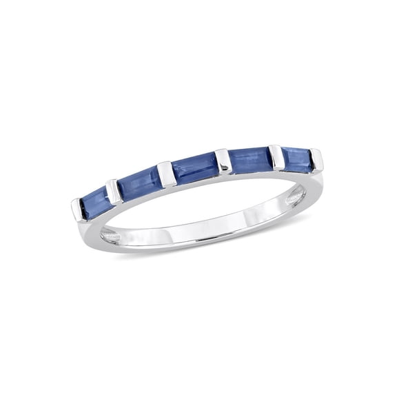 Gem & Harmony 7/8 Carat (Ctw) Blue Sapphire Ring Band in 10K White Gold for Women