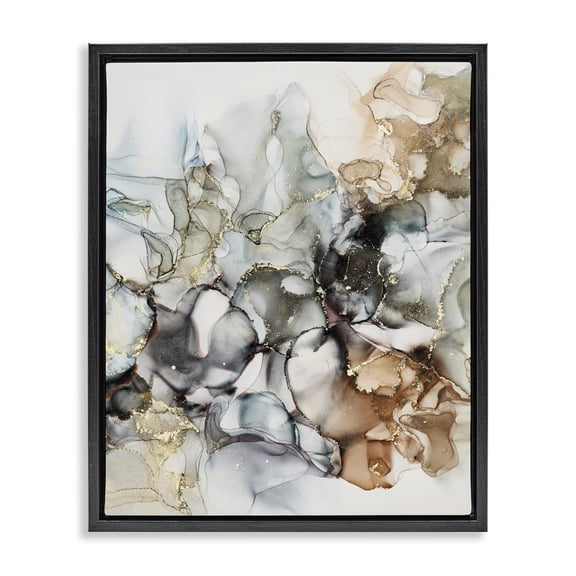 Stupell Industries Contemporary Muted Ripples Glam Detail Black Floating Frame Canvas Art, 25 x 31, by Incado