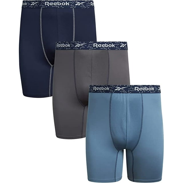 REEBOK MEN'S BIG & TALL X3 231 P35 GREY BLUE 3XL BOXER BRIEF