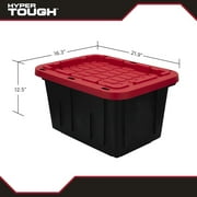 Hyper Tough 12 Gallon Small Storage Bin with Snap Lid, Black and Red, Heavy Duty Plastic Storage Container
