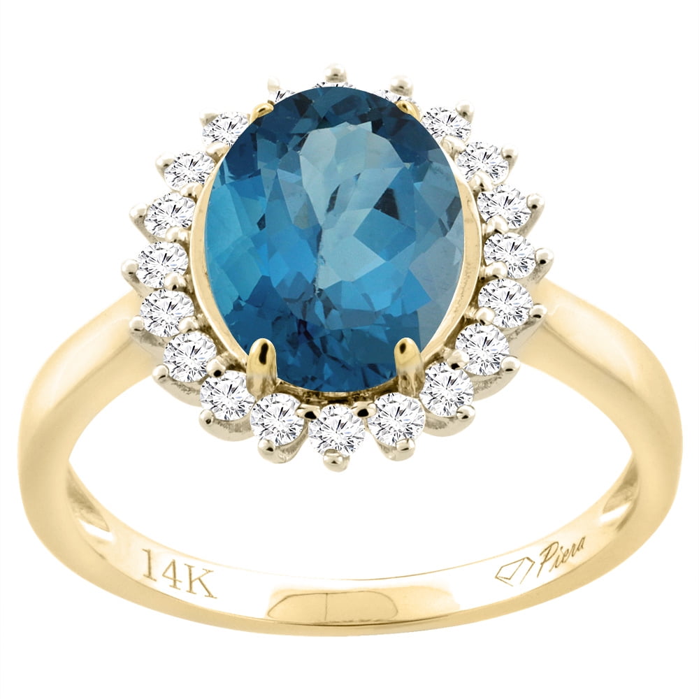 Piera 14K Yellow Gold Diamond Natural London Blue Topaz Engagement