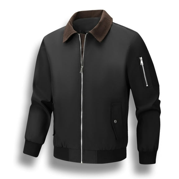 Mens Lightweight Jackets Sevevn Men's Bomber Jacket Corduroy Lapel Workwear Casual Fall Winter Military Jacket and Coats Outwear