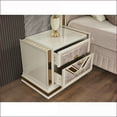 thumbnail image 5 of Omari Modern 2-Drawer Nightstand with Gold Accents – Beige Wood, 5 of 6