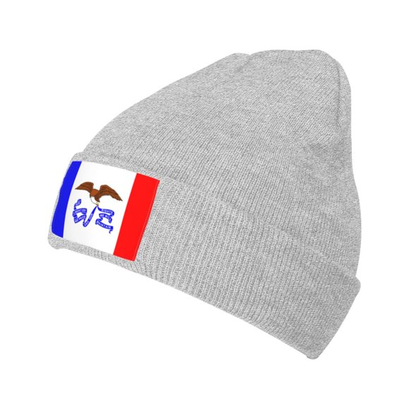 ZICANCN Iowa State Seal Flag Bonnet Tricoté, Chapeau d'Hiver Doux Chaud Classique pour Hommes Femmes Gris