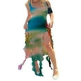 thumbnail image 1 of Women‘s Summer Tank Dress  Sleeveless Square Neck Irregular Ruffle Hem Long Dress, 1 of 2