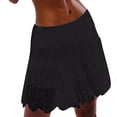 thumbnail image 7 of YUTK Women Plus Size Long Maxi Skirts - Ladies' Solid Color Pleated Lace Lined Two-Layer Sexy Skirt Black S, 7 of 7