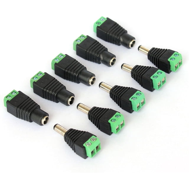 Conector de alimentación CC resistente, conector adaptador para cámara de seguridad CCTV, tira de luz LED, compatible con plug and play, el PVC ecológico proporciona un aislamiento superior