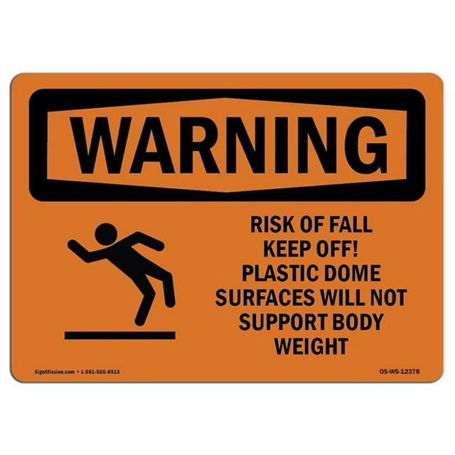 SignMission OS-WS-A-1824-L-12378 Panneau d'Avertissement OSHA de 18 x 24 Po - Risque de Chute Éloigner le Plastique avec Symbole