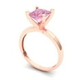 thumbnail image 2 of Clara Pucci 14K Rose Gold Solid Gold Pink Solitaire Anniversary Ring for Women - 1.5 cttw Princess Cut, 2 of 8