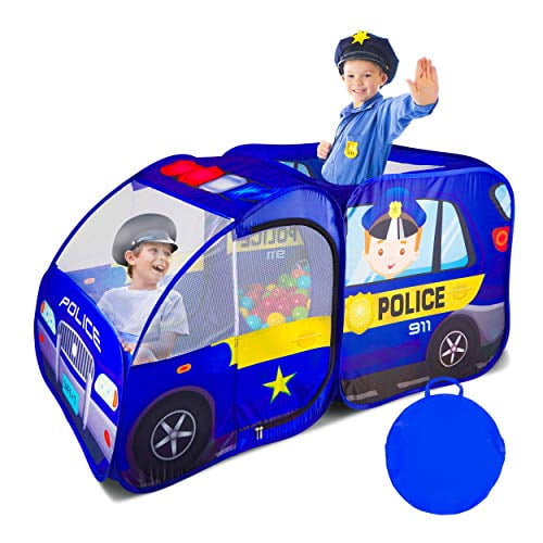 Kids Play Tent Foldable Pop Up Police Car Playhouse Castle Tent Indoor&Outdoor 