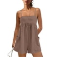 thumbnail image 4 of Dresfit Jumpsuits Womens Sleeveless Square Neck Rompers 2026 Summer Loose Fit Spaghetti Strap Overalls Breathable Dressy Beach Outfits with Pockets XL, 4 of 6