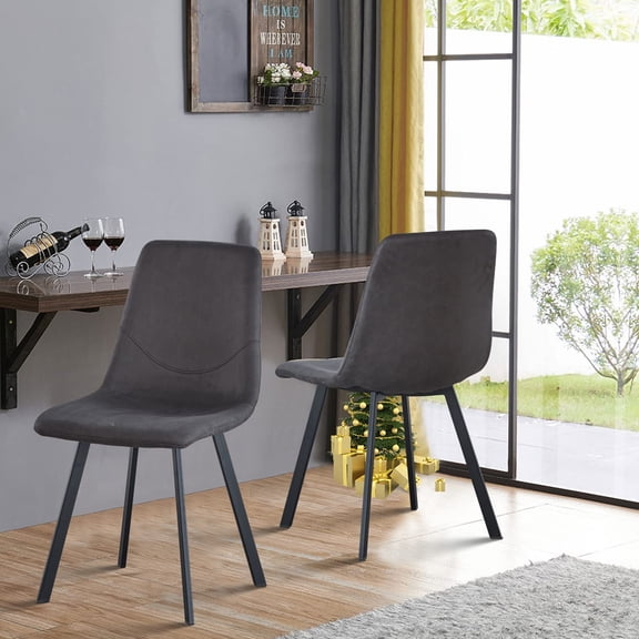 Xukmct 2 Pack Armless Dining Chair with Metel Legs, Upholstered Seat Side Chair for Kitchen, Dining Room, Home, Gray