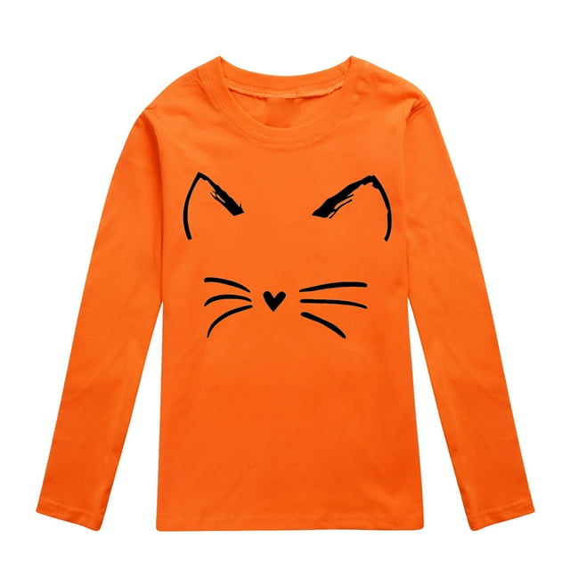 Pack Thermique Long Garçon Tout-Petit Garçons Filles Automne Manches Longues Imprimés Chat T-Shirt Tops