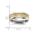 thumbnail image 3 of Mens Yellow Plated Stainless Steel Band Ring with Inlay Design (8.0,mm), 3 of 4