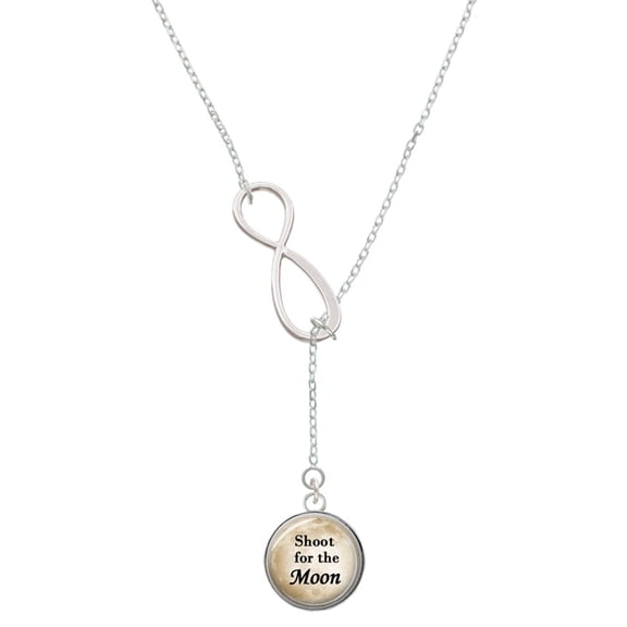 Delight Jewelry Domed Shoot for the Moon Silver tone Elegant Infinity Lariat Necklace