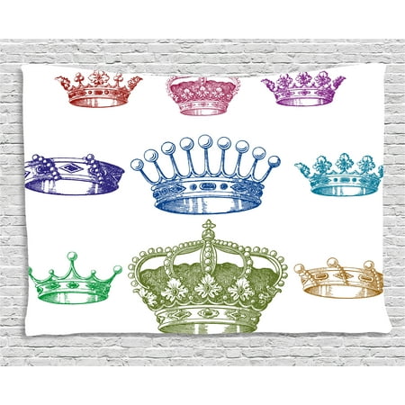 - Queen Tapestry, Old Antique Crown Set in Baroque Style Colorful Rococo Retro Victorian Floral Details, Wall Hanging for Bedroom Living Room Dorm Decor, 60W X 40L Inches, Multicolor, by Ambesonne