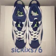 thumbnail image 4 of Ni - ke DS Men's Ni - ke AIR JORDAN 6 RETRO LOW 'Ghost Green/Seahawks' Size 10 [304401 106], 4 of 5