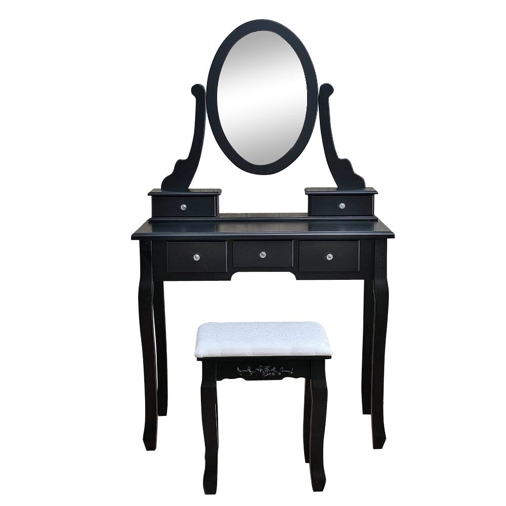 Nishano Dressing Table 1 Drawer Stool Makeup Mirror Bedroom Desk White Black 