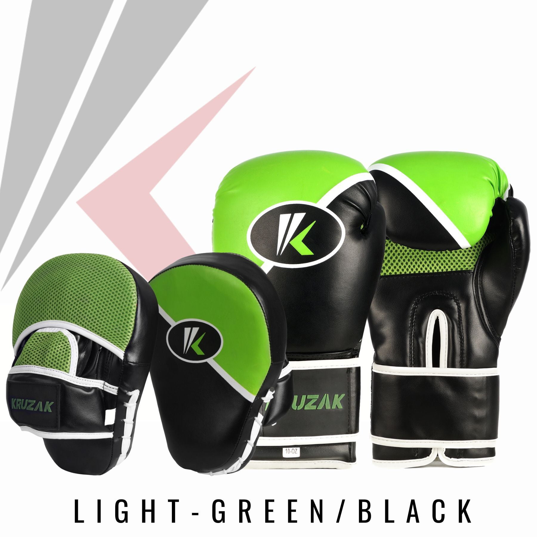 Fitness Kit with Punching Pads for Martial Arts and Karate Kruzak Plain Focus Mitts and Boxing Gloves Set for Kickboxing and Muay Thai MMA Training