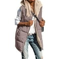thumbnail image 2 of Olyvenn Women's Winter Warm Hooded Vest Sleeveless Stand Collar Zipper Pockets Quilted Waistcoat Outwear Gilet Plus Size Coat Purple XXXXL, 2 of 8