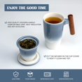 thumbnail image 3 of Tomotime Tea Cup with Infuser and Lid 400ml Ceramic Tea Mugs Smooth Inner Wall Wooden Handle 13.5 oz,Blue, 3 of 5
