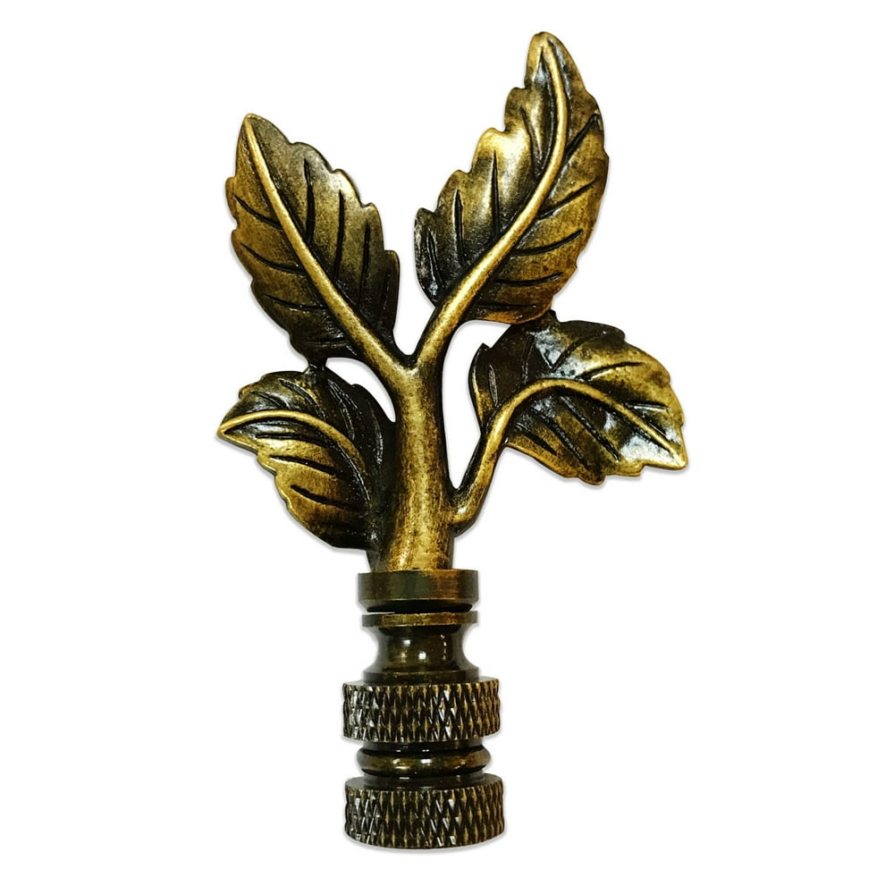 Royal Designs Elegant Leaves Lamp Finial for Lamp Shade Antique Brass