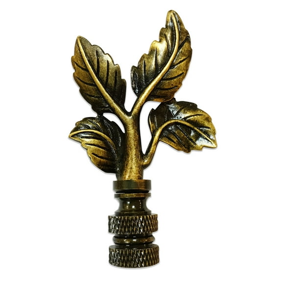 Royal Designs, Inc. Elegant Leaves Lamp Finial for Lamp Shade, F-5025AB-1, Antique Brass, Single