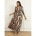 thumbnail image 5 of HVEOO Maxi Dresses for Women Casual 3/4 Sleeve Wrap Dress Plus Size Curvy Cocktail Dresses, 5 of 9