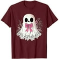 thumbnail image 3 of Halloween Ghost Bow T-Shirt Women Cute Graphic Tee Fall Short Sleeve Funny Spooky Costume Tops, 3 of 3