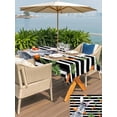 thumbnail image 4 of Outdoor Tablecloth with Umbrella Hole and Zipper, Grey Bunny Easter Rectangle Table Cloth 52x70 Inch Waterproof Tablecloth, Rabbits Spring Botanical Black White Stripe Picnic Table Cover for Patio, 4 of 7