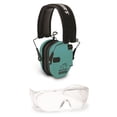 thumbnail image 1 of Walker's Razor Slim Electronic Shooting Range Earmuffs (Teal) & OTG Glasses Kit, 1 of 3
