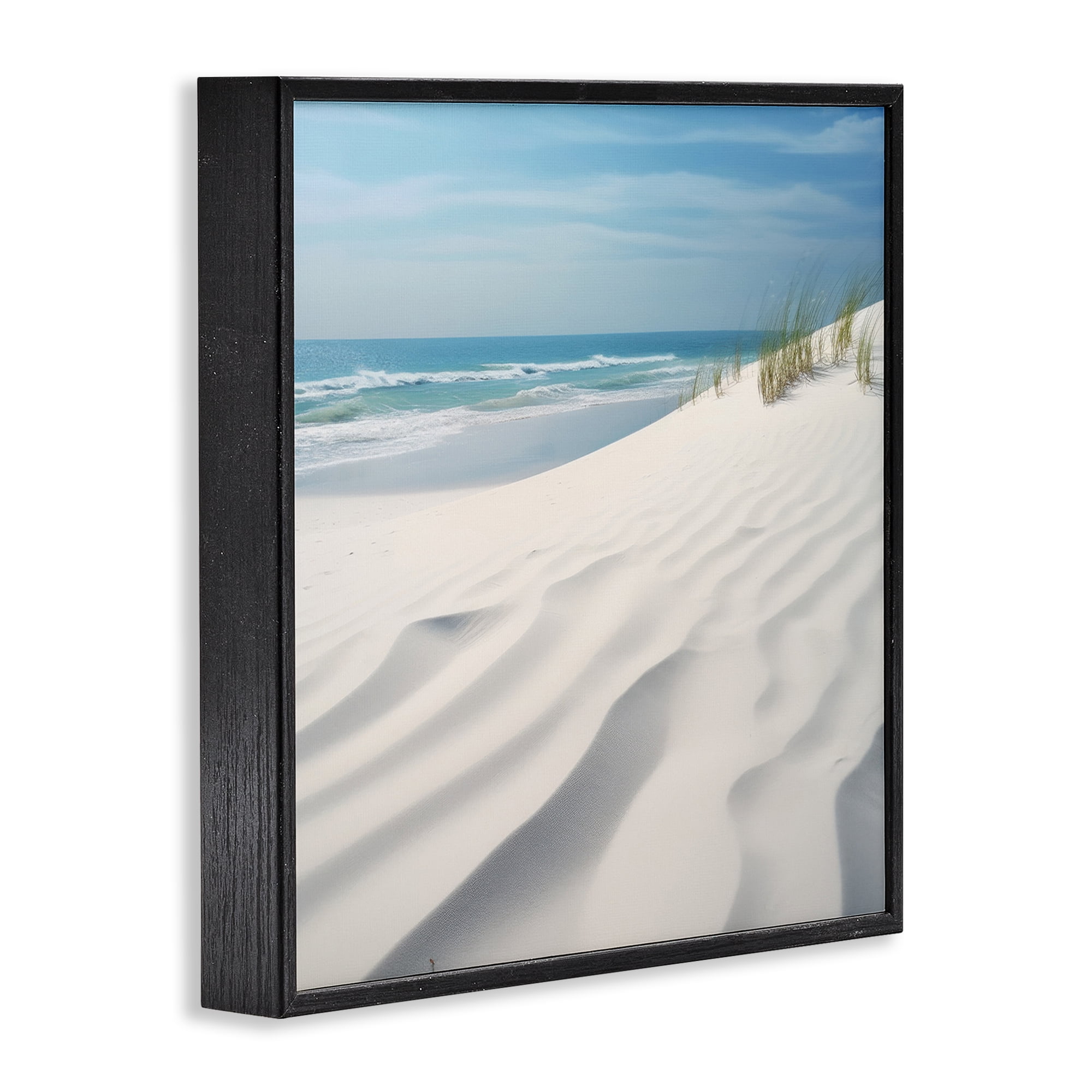 Stupell Industries Seabreeze Windy Dunes Landscape Photography Black Framed Art Print Wall Art, 12 x 12