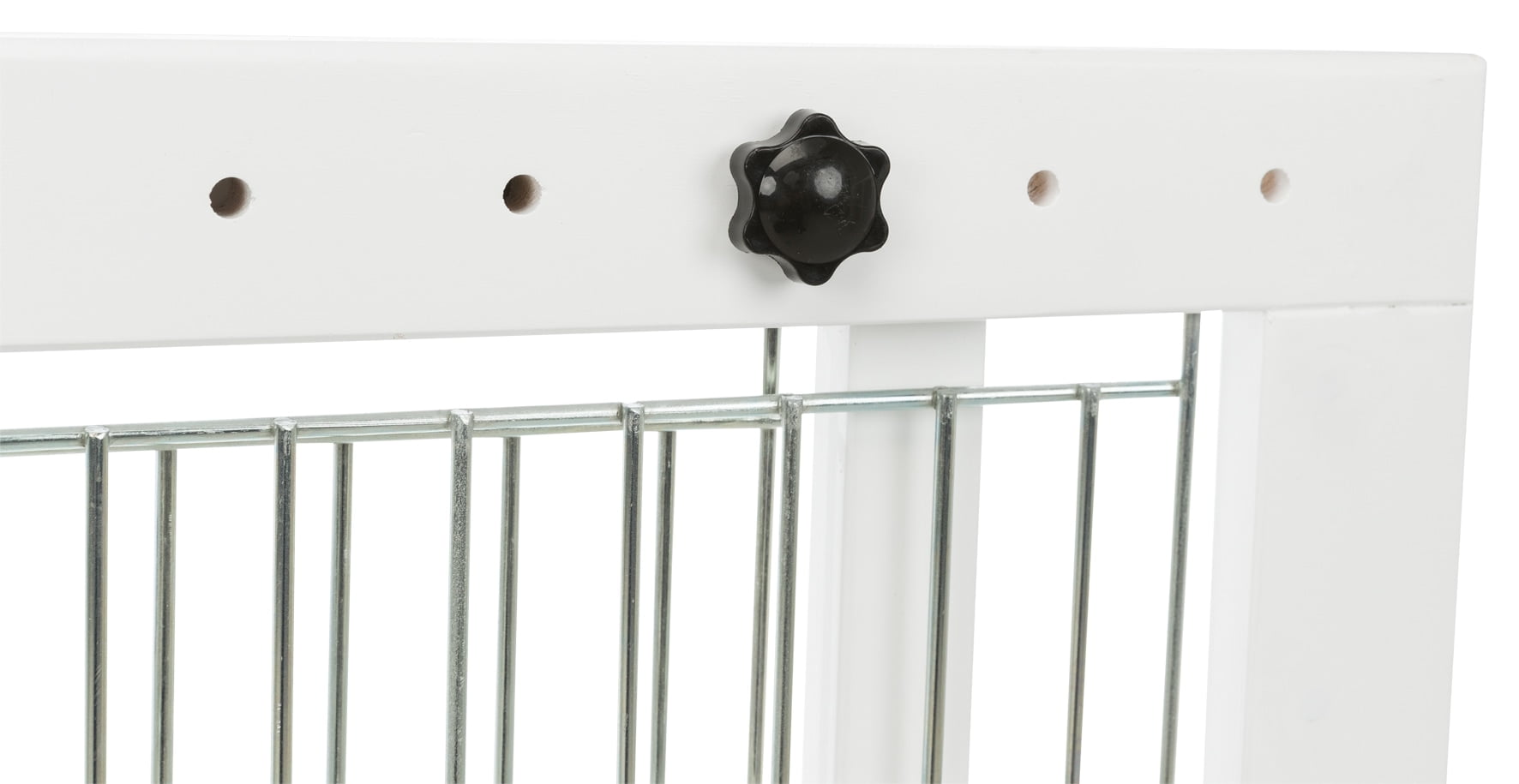 TRIXIE Expandable Wooden Freestanding Pet Gate with Pet Door, Expands to 71" Wide, White
