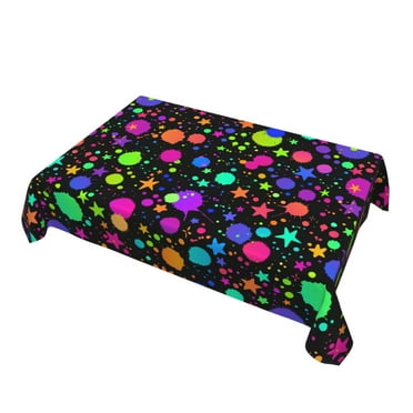Glow In Dark Splatter Neon Tablecloths Oblong Waterproof Table Cloth Tablecloth Party Decoration,54 X 72 Inch